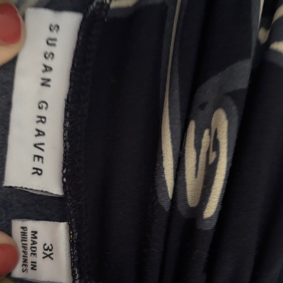 Susan Graver Black and Gold Floral Blouse - Picture 2 of 3